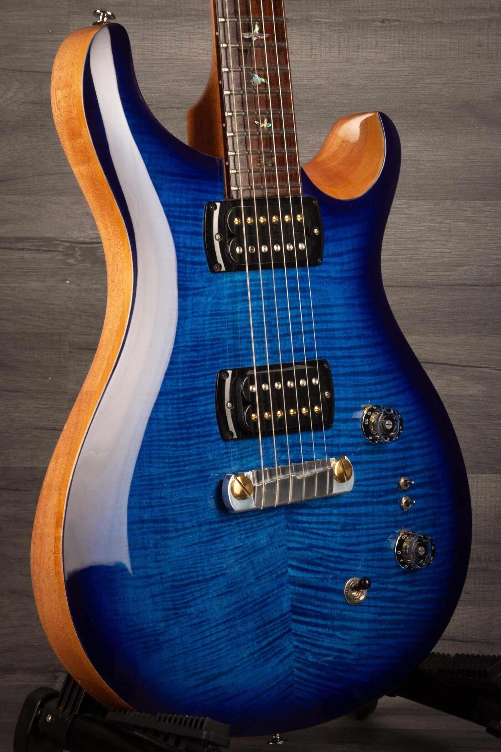 USED - PRS SE Paul’s Guitar Electric Guitar - Faded Blue Burst close-up with rich blue finish