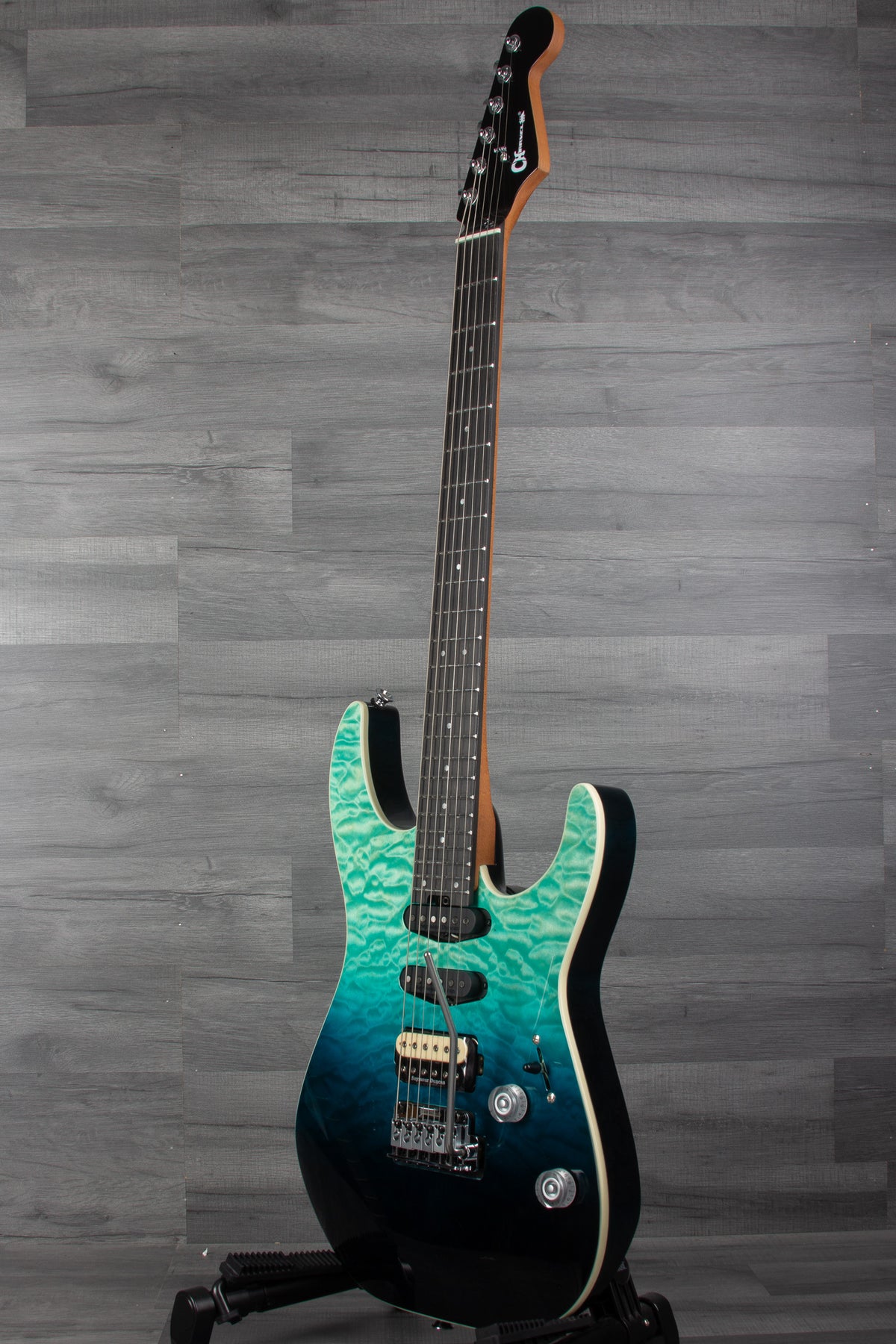 Charvel Pro-Mod Plus Dinky DK24 HSS 2PT EB QM with Ebony Fingerboard - Blue Curaçao
