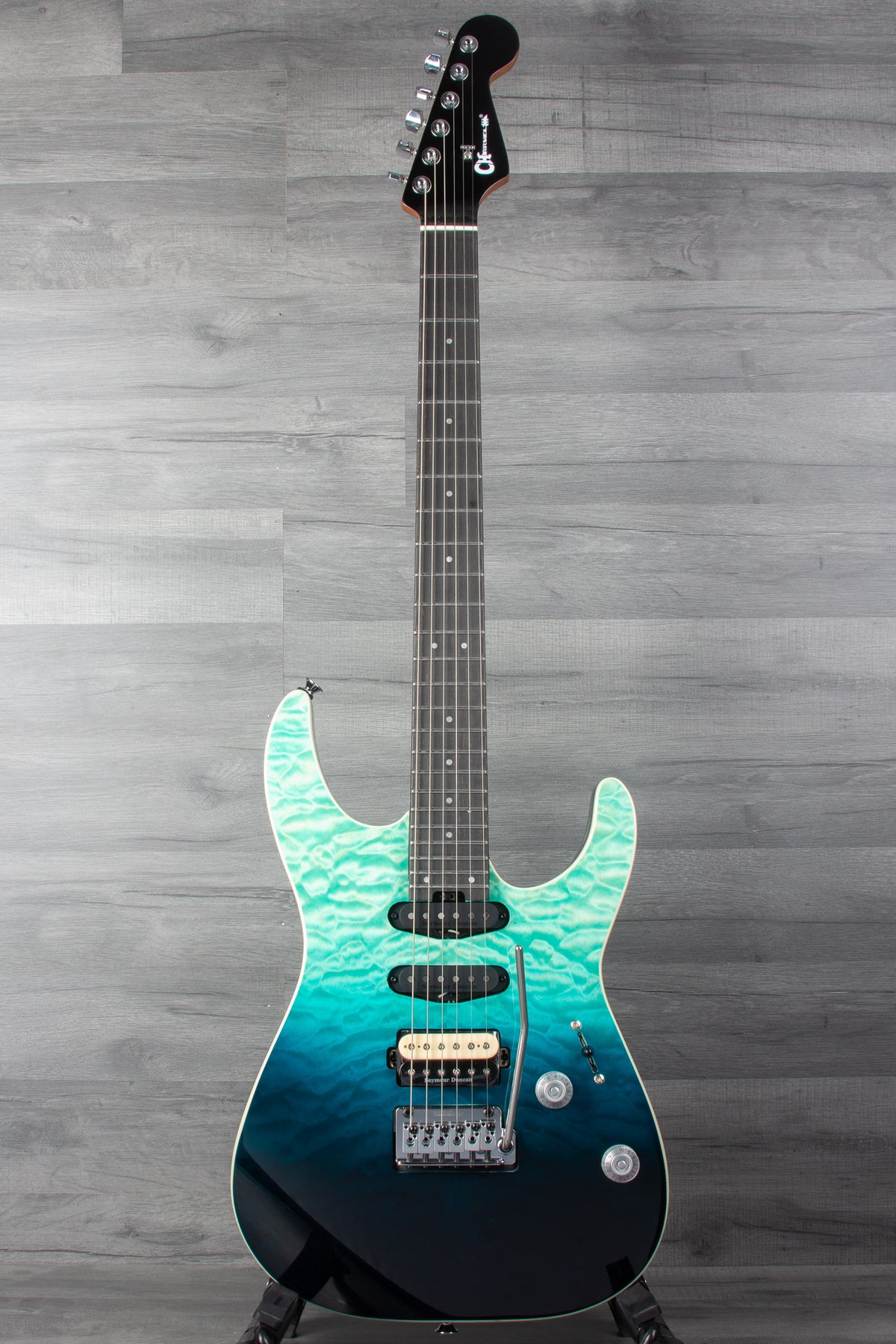 Charvel Pro-Mod Plus Dinky DK24 HSS 2PT EB QM with Ebony Fingerboard - Blue Curaçao