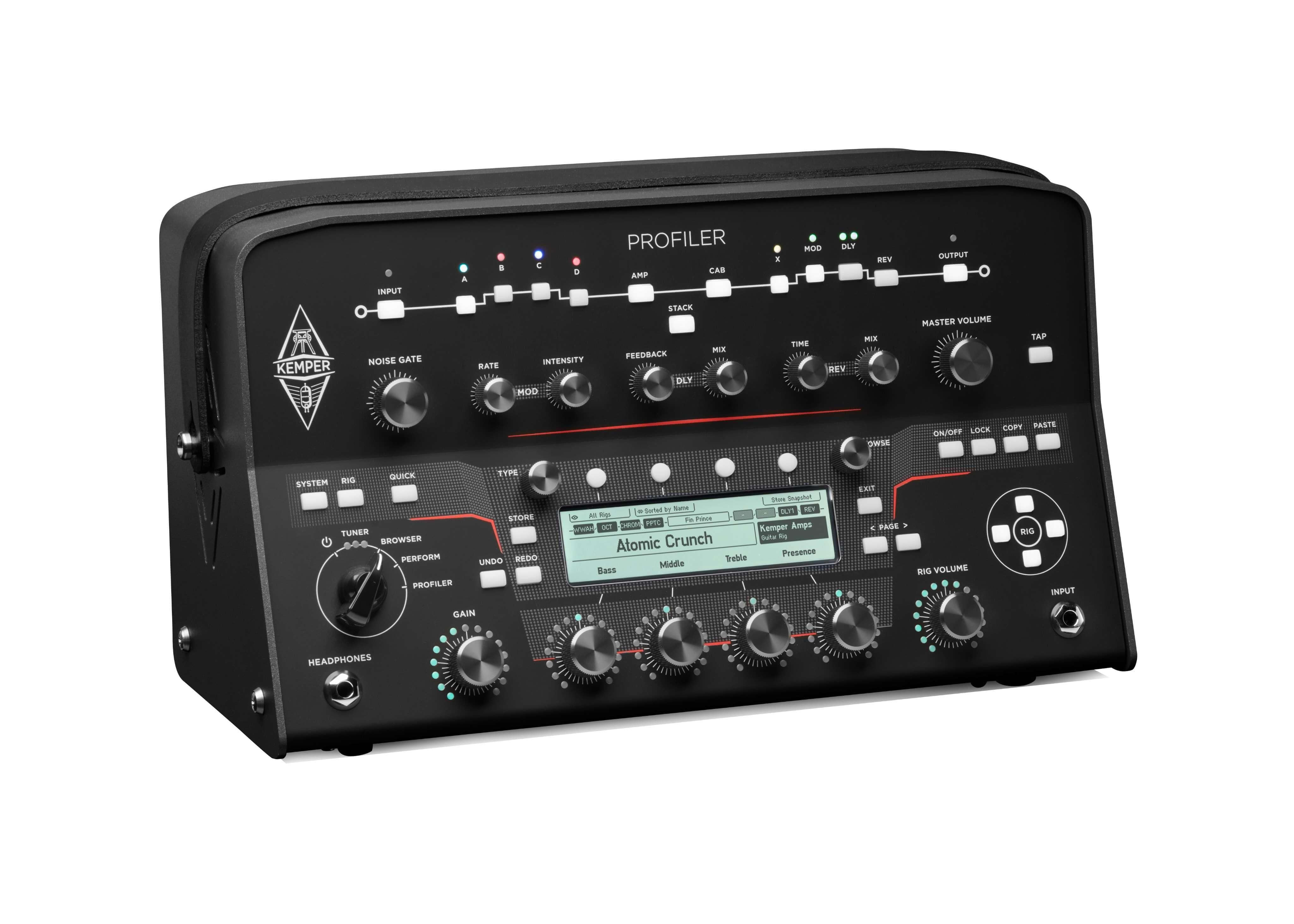 Kemper PROFILER PowerHead™ MK 2 showcasing its advanced controls and features for guitar sound shaping.