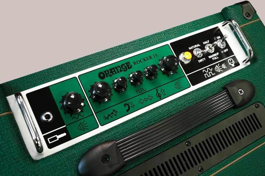 Orange Ltd edition- Rocker 15 1x10 Guitar Combo british racing green control panel and knobs