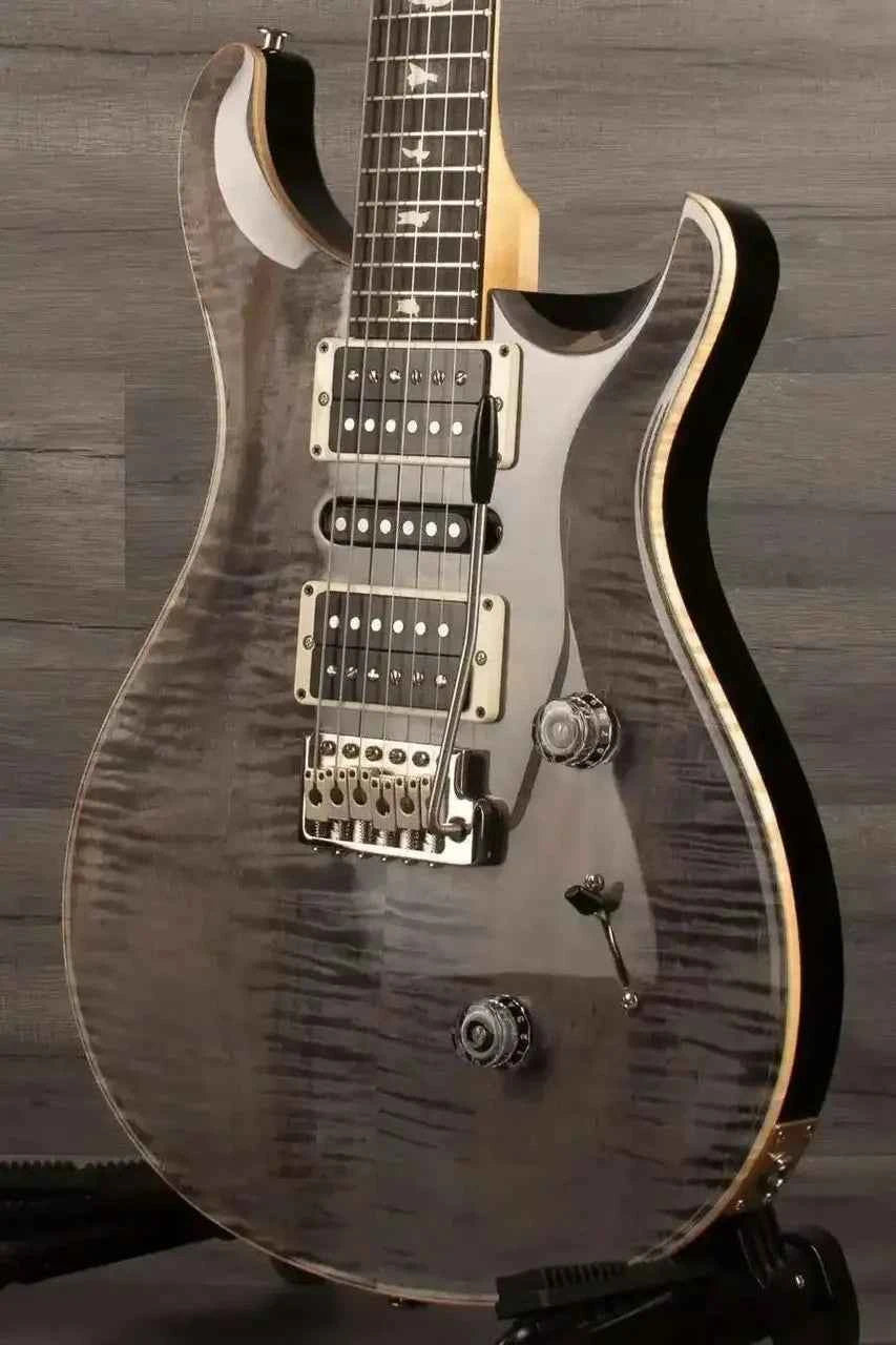 PRS CE 24 2025 Faded Grey Black electric guitar showcasing a sleek design and advanced features.
