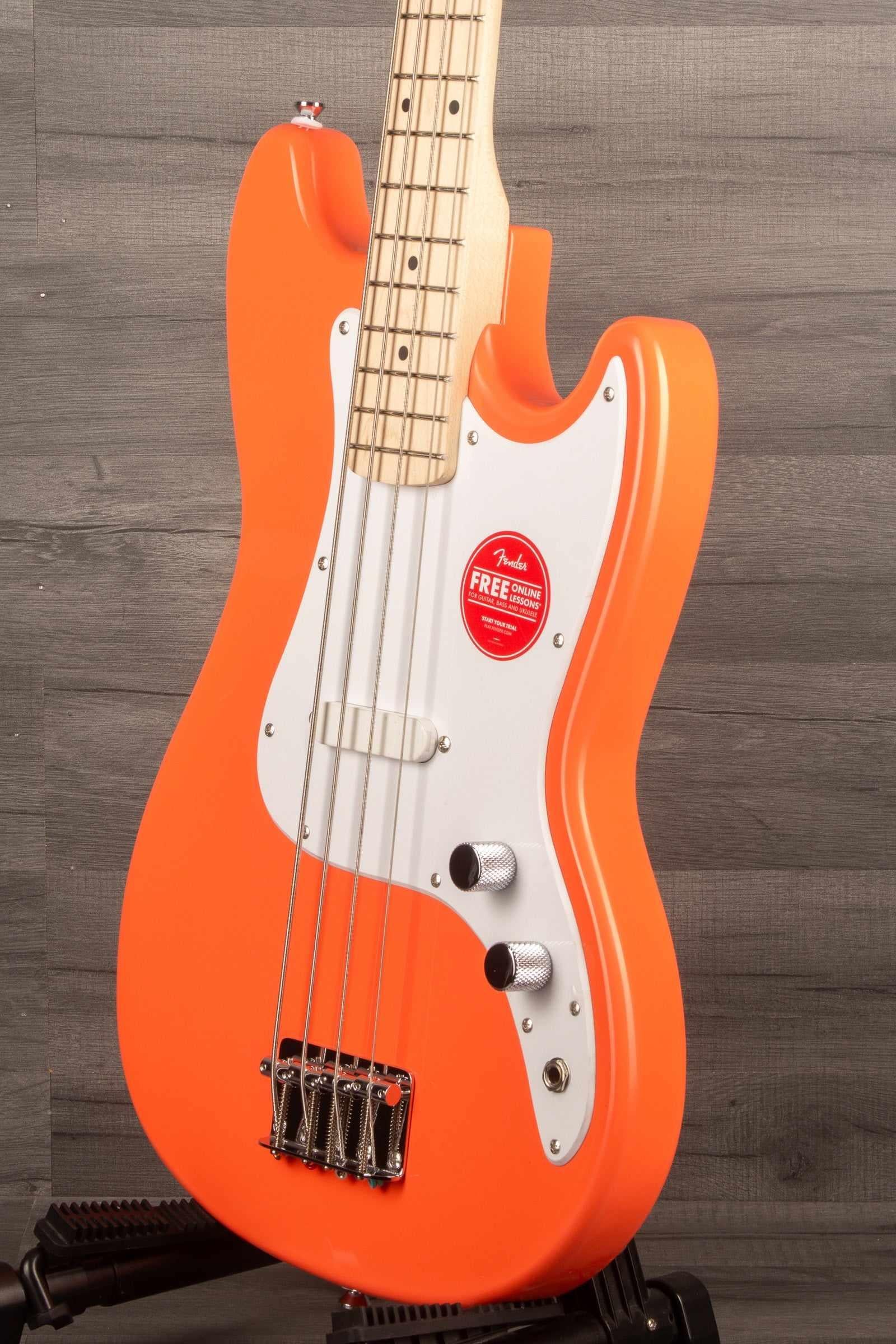 Squier Sonic® Bronco™ Bass, Maple Fingerboard, White Pickguard, Tahitian Coral