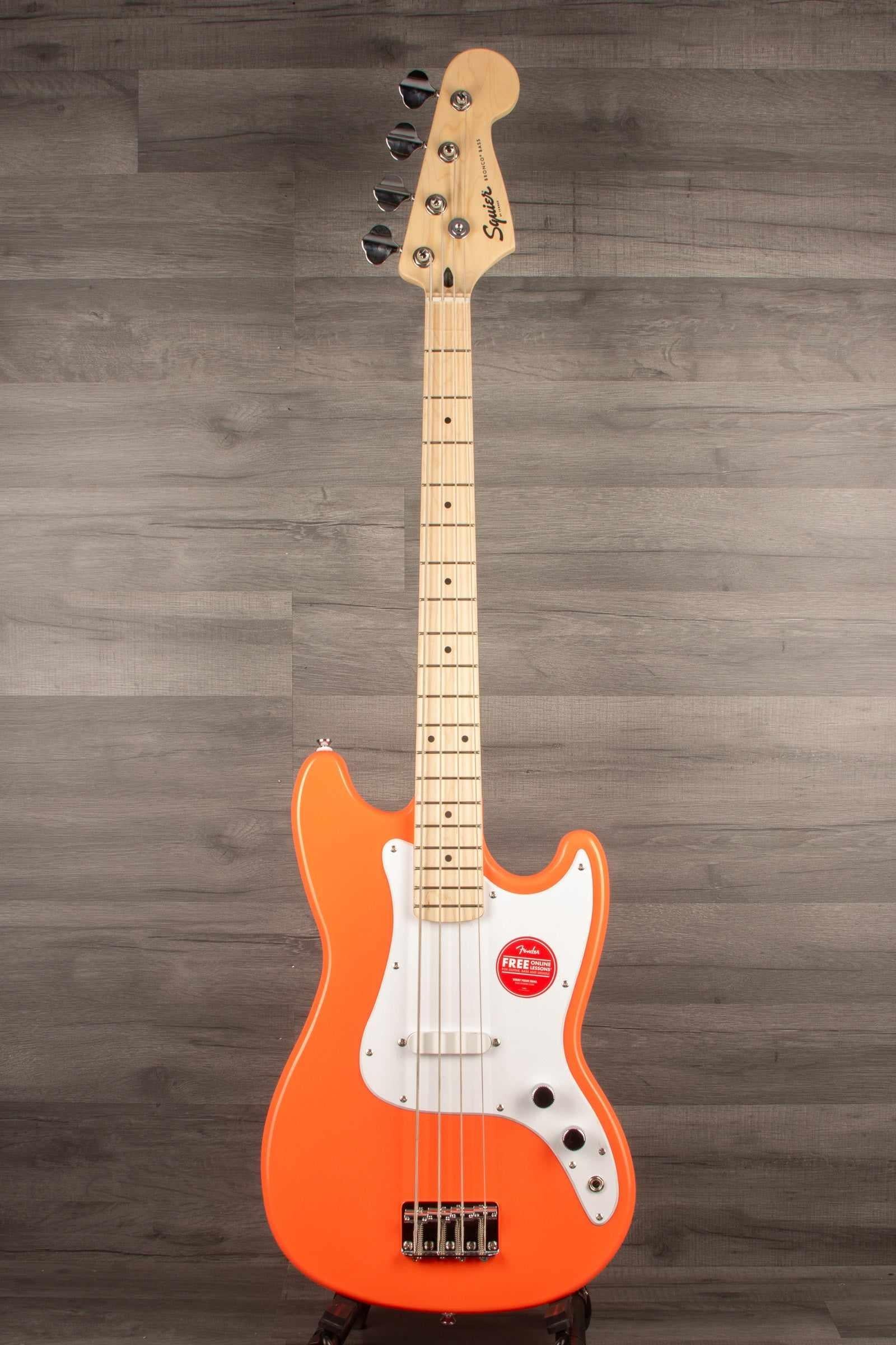 Squier Sonic® Bronco™ Bass, Maple Fingerboard, White Pickguard, Tahitian Coral