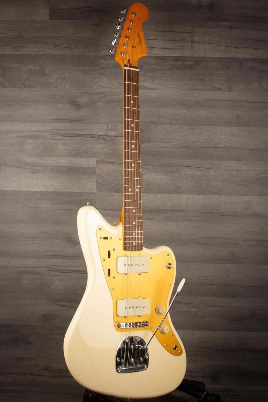 Squier J Mascis Jazzmaster®, Laurel Fingerboard, Gold Anodized Pickguard, Vintage White - MusicStreet