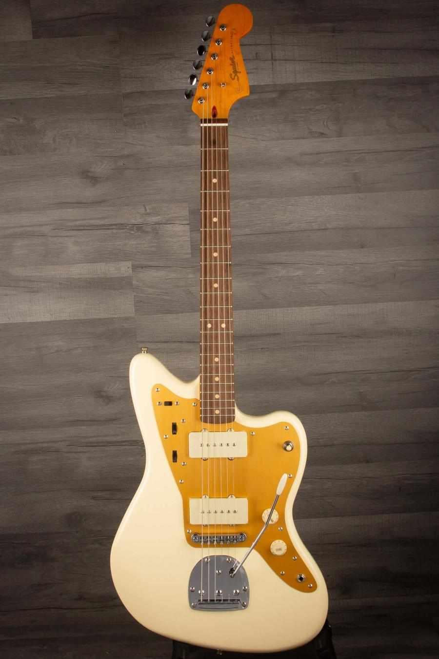 Squier J Mascis Jazzmaster®, Laurel Fingerboard, Gold Anodized Pickguard, Vintage White