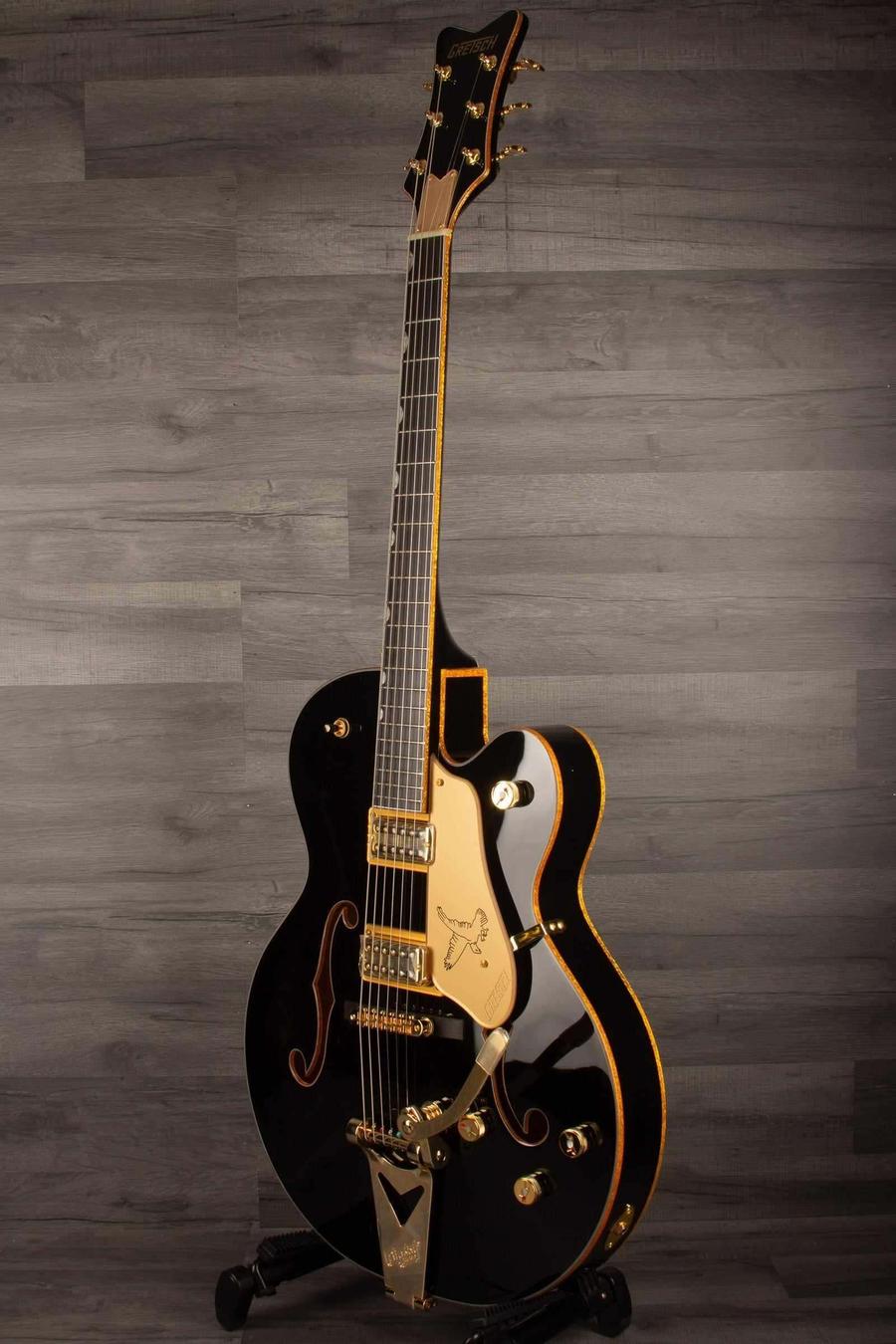 Gretsch Synchromatic™ Falcon™ Hollow Body Single-Cut with Bigsby®, Ebony Fingerboard, Black on display.