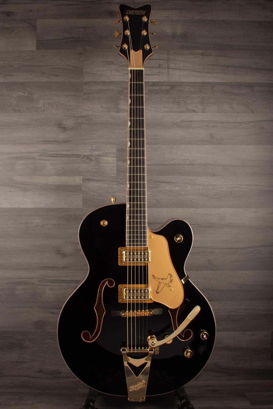 Gretsch Synchromatic™ Falcon™ Hollow Body Single-Cut with Bigsby®, Ebony Fingerboard, Black on display.