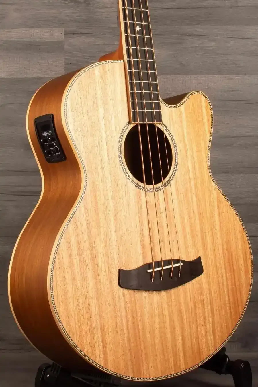 Tanglewood TRPROABBW Acoustic - Bass Guitar showcasing its Australian Red Cedar top and Black Walnut back and sides.