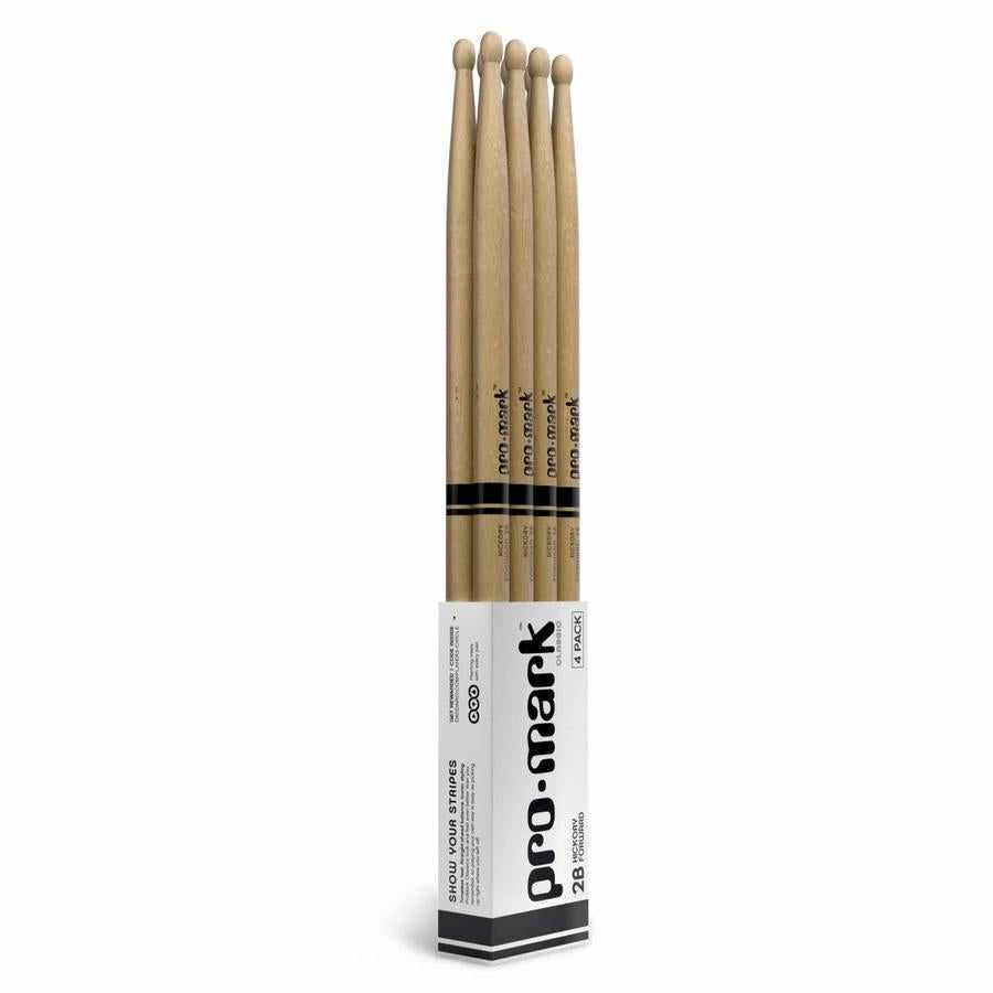 ProMark Classic Forward 2B Hickory Drumstick, Oval Wood Tip, 4-Pack - MusicStreet