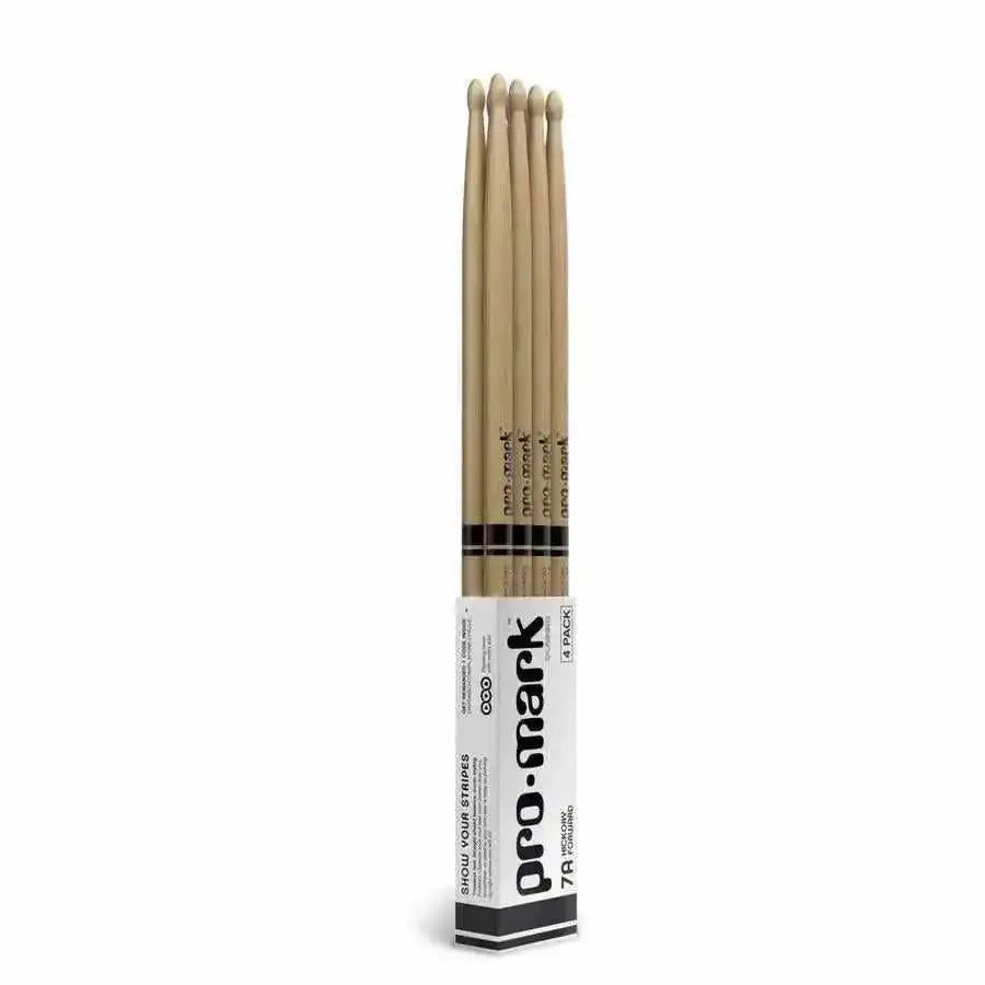 ProMark Classic Forward 7A Hickory Drumstick, Oval Wood Tip, 4-Pack - MusicStreet