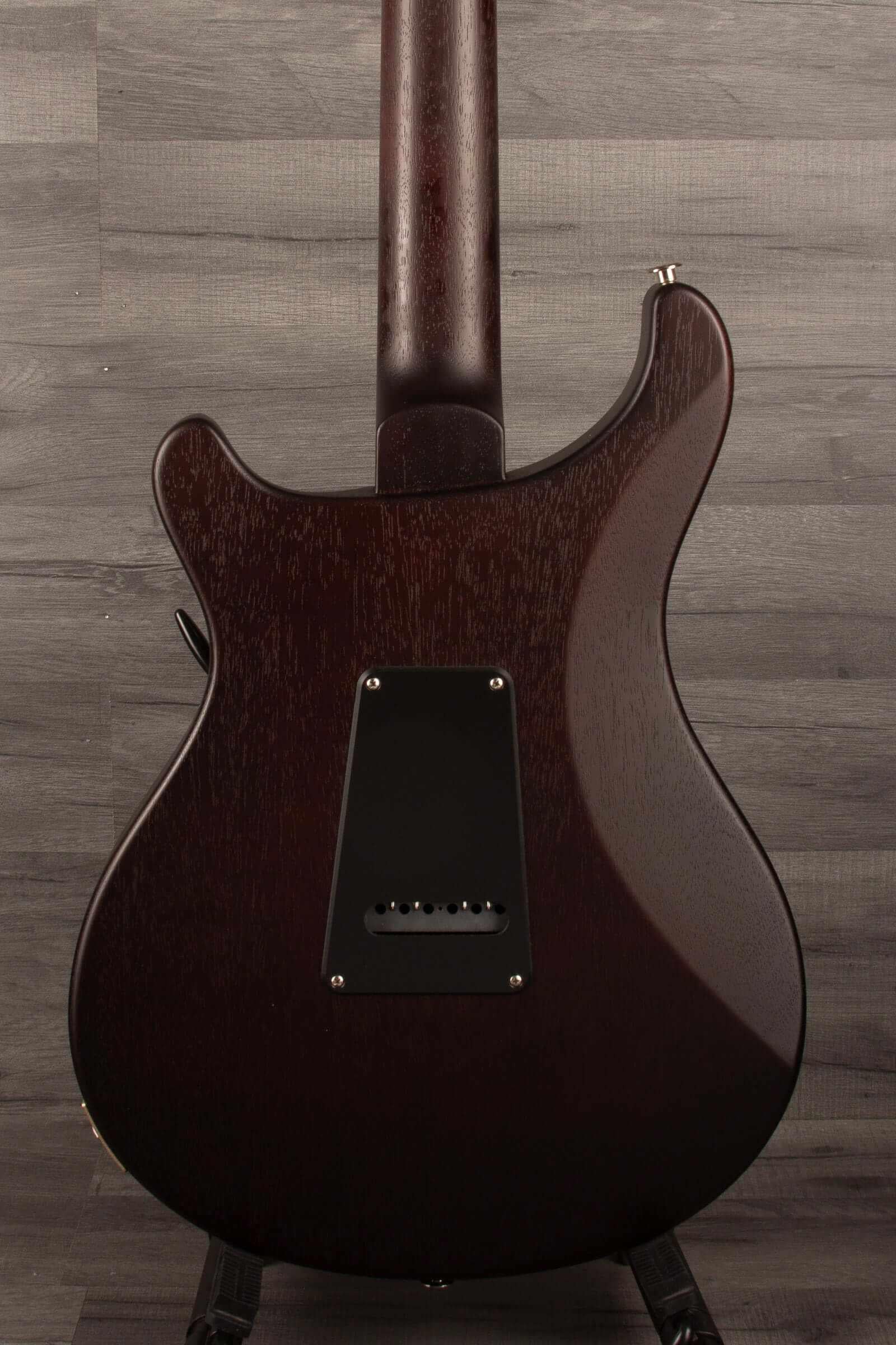Back view of USED PRS S2 Standard 24 Satin guitar in McCarty tobacco sunburst with mahogany finish.
