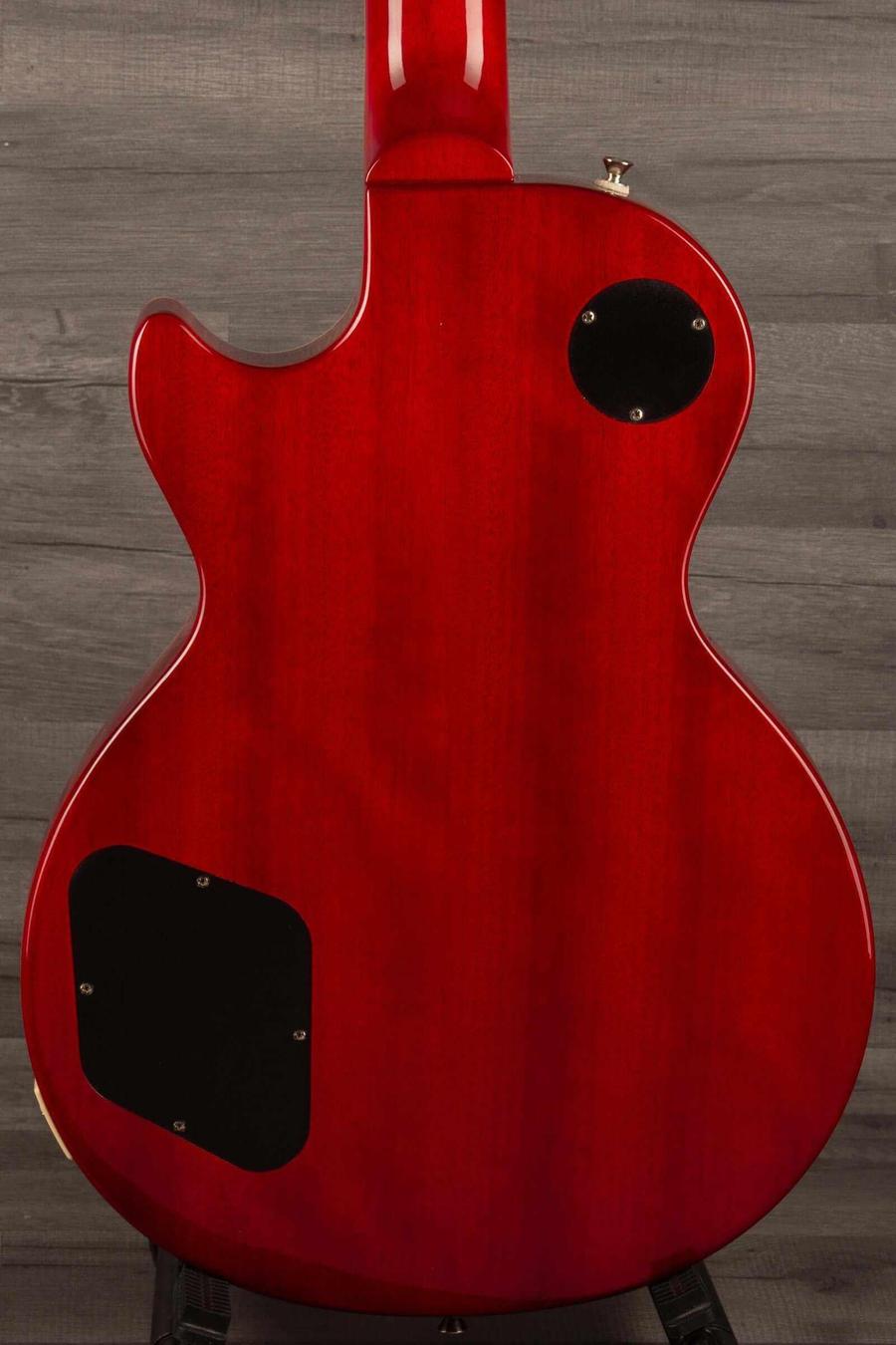 Back view of a USED Epiphone Les Paul Slash signature guitar in appetite burst finish, showcasing its mahogany body.