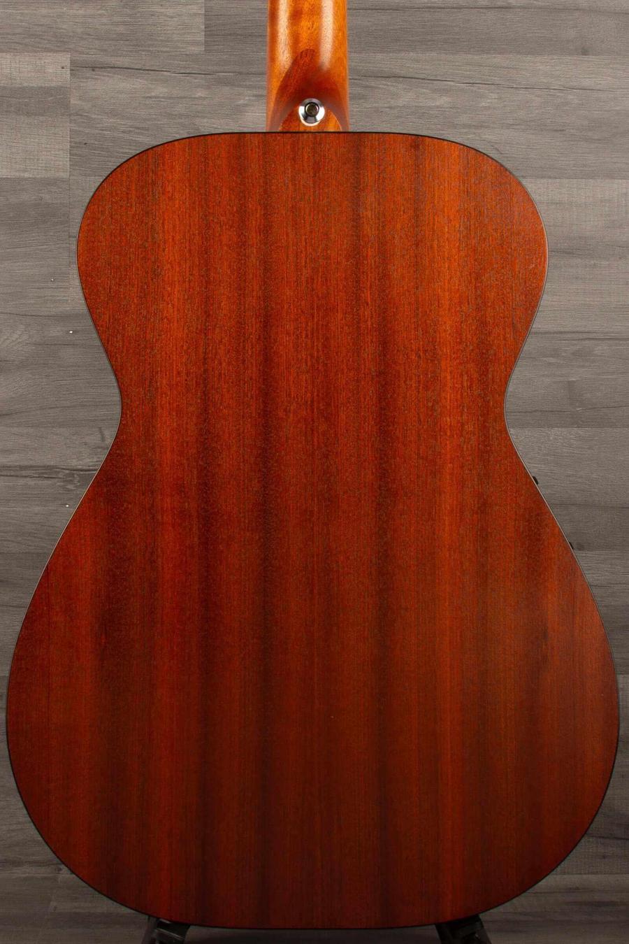 Back view of USED Maton M808 acoustic guitar showing its beautiful Sapele wood finish and craftsmanship.