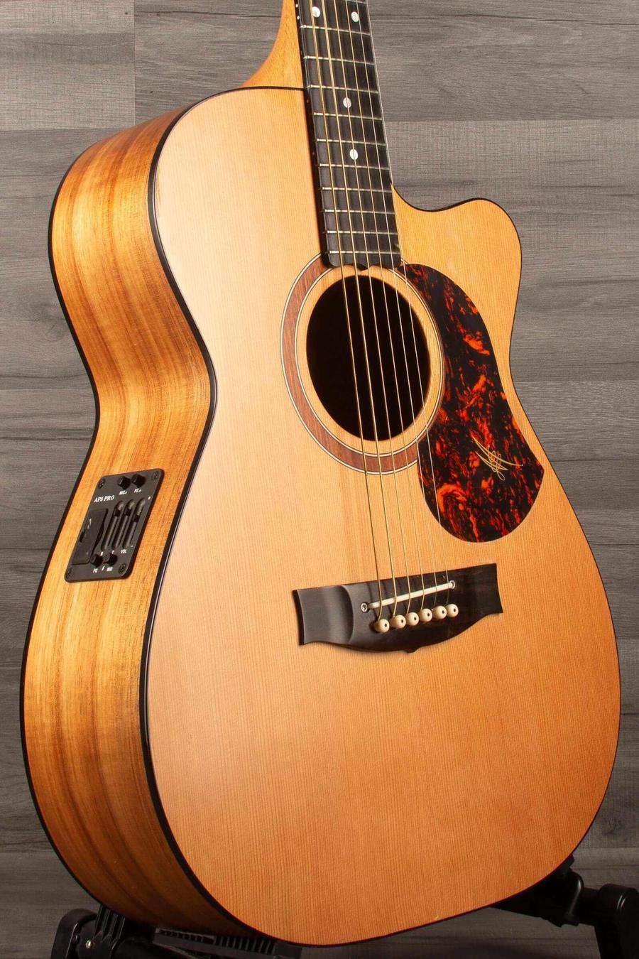 USED - Maton SRS808C Acoustic Guitar With AP5 Pro Pickup System side view showing body and pickup