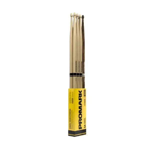 ProMark Rebound 5A Hickory Drumstick, Acorn Wood Tip, FireGrain Bonus 4-Pack - MusicStreet