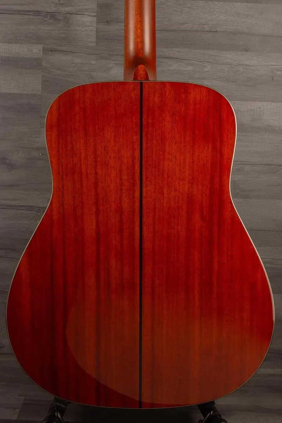Back view of Yamaha FG5G - Acoustic Guitar showcasing its beautiful African mahogany body.