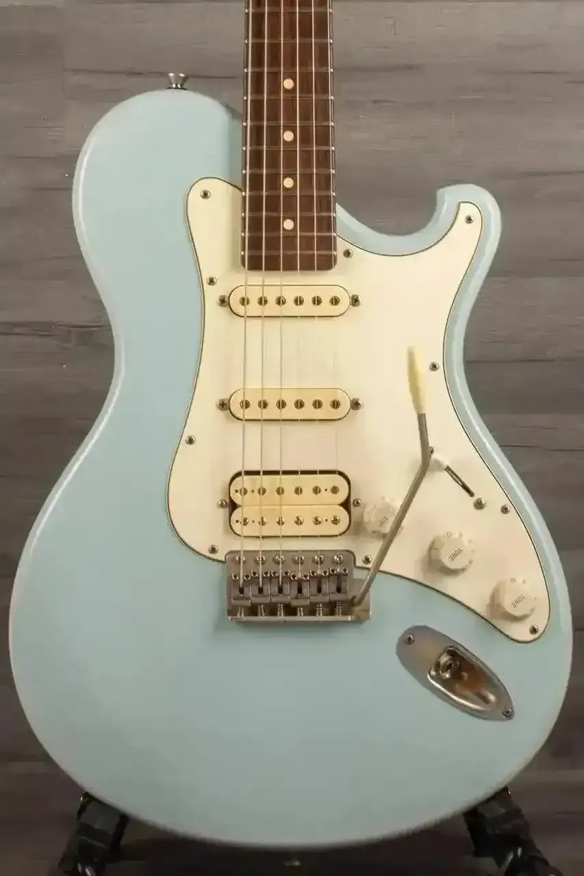 USED - Seth Baccus Shoreline HSS Electric Guitar, Daphne Blue Relic - 6-String close-up view