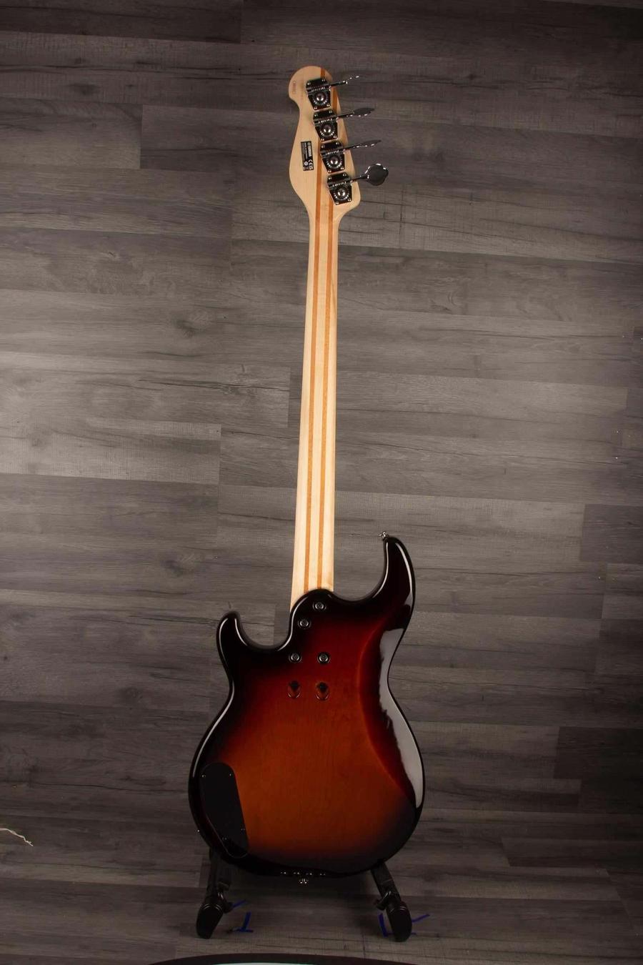 Yamaha BB434 Sunburst back view showcasing its sleek design and solid construction features.