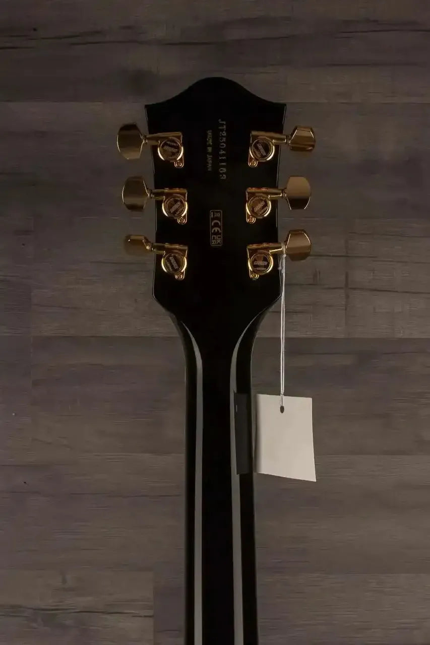 Back view of Gretsch Broadkaster® LX Center Block guitar showing tuning pegs and gold hardware.