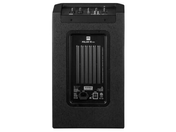 POLAR 10 MK2 Column PA System in Black rear view showcasing its inputs and controls.