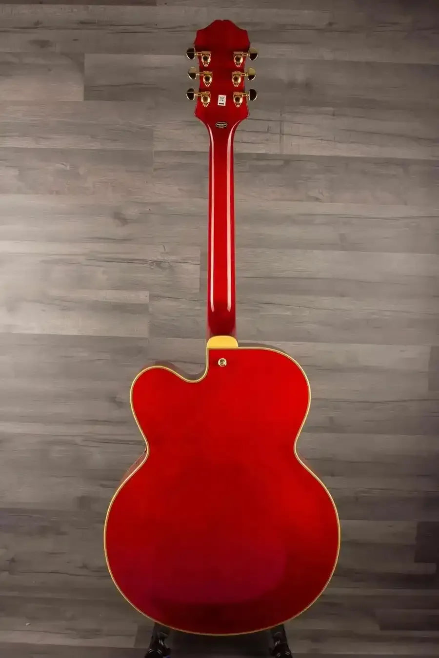 Epiphone Broadway Electric Guitar - Wine Red, Includes Premium Gig Bag - Back view showcasing its stunning design.