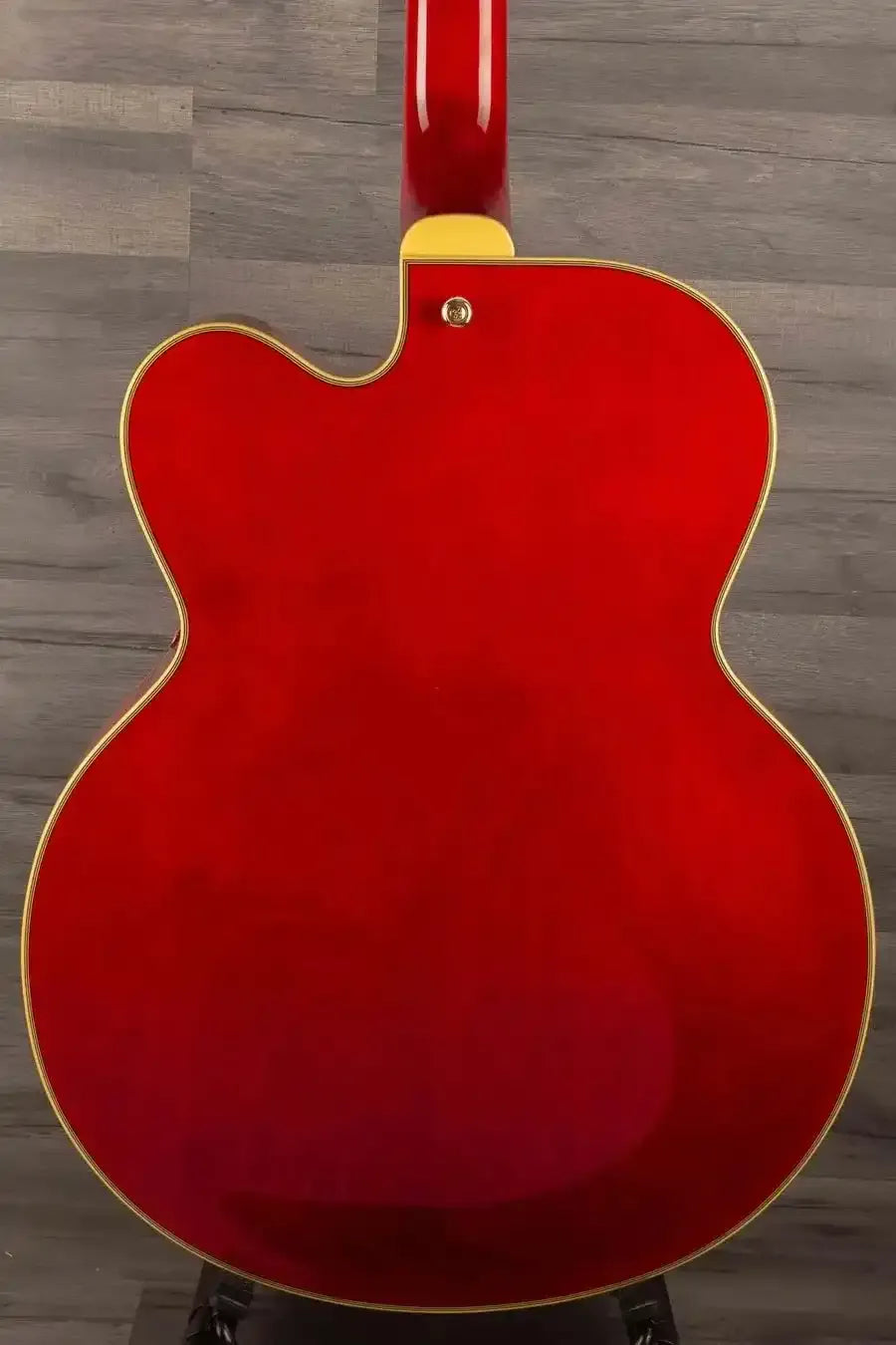 Epiphone Broadway Electric Guitar - Wine Red, Includes Premium Gig Bag back view showcasing its glossy finish.