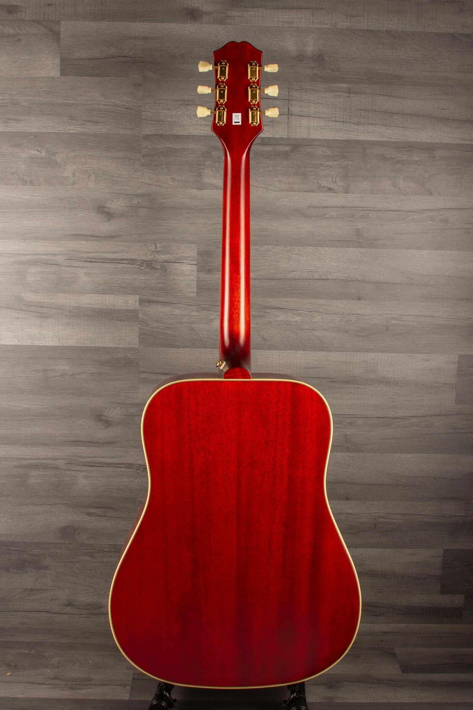 Epiphone Inspired by Gibson Hummingbird all Solid / Fishman Sonitone - Cherry sunburst gloss back view