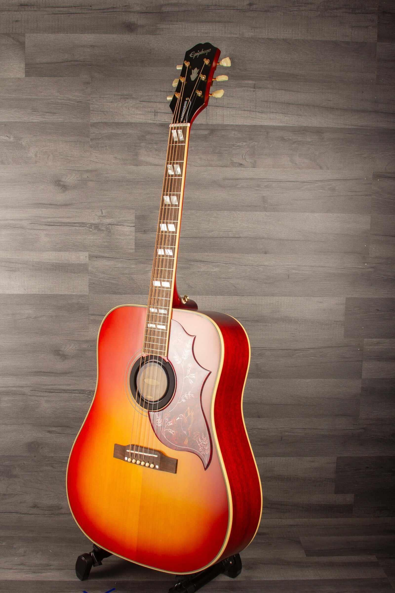 Epiphone Inspired by Gibson Hummingbird all Solid / Fishman Sonitone - Cherry sunburst gloss acoustic guitar