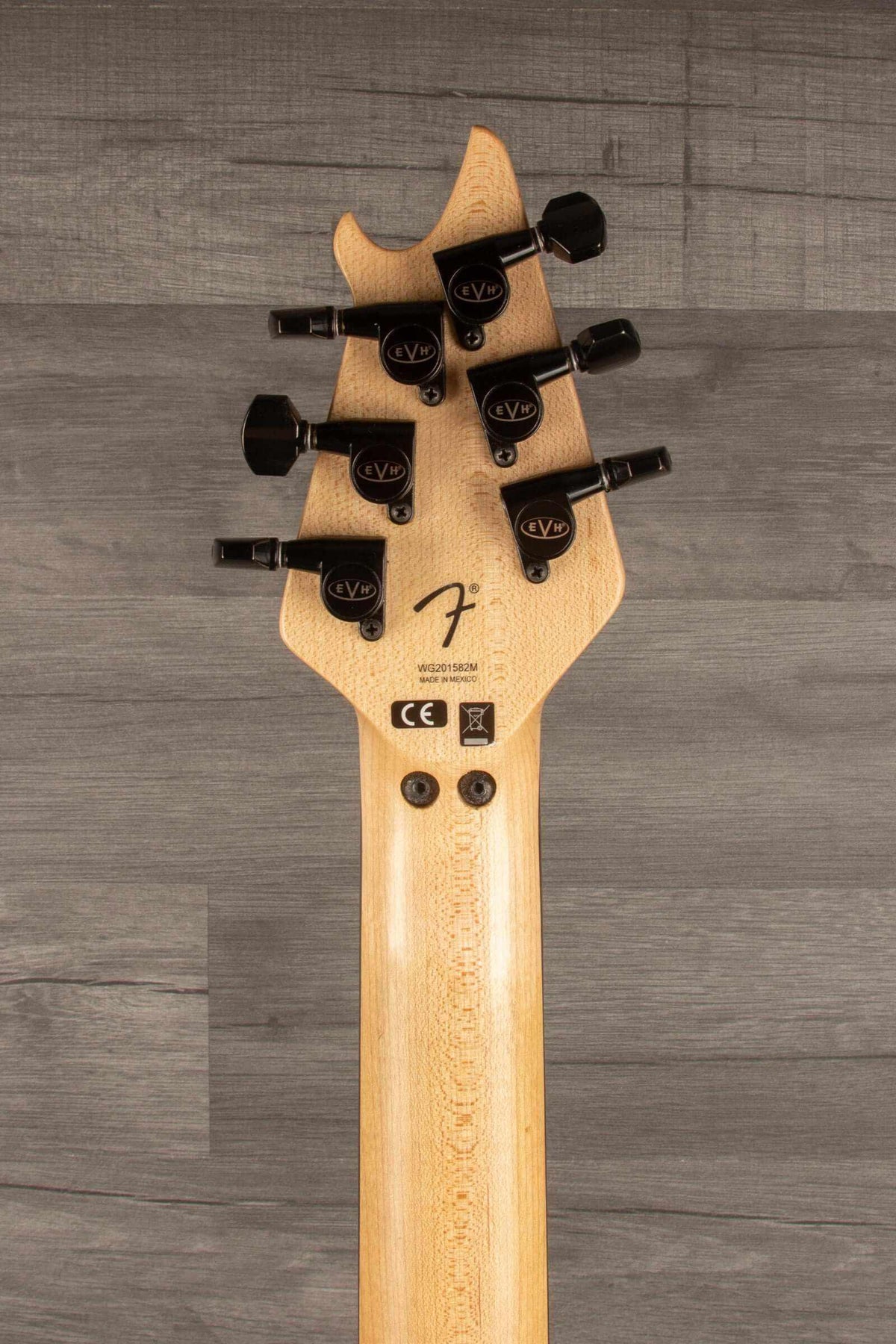USED - EVH Wolfgang Special Stealth - Black (inc EVH hard case) headstock with tuning pegs