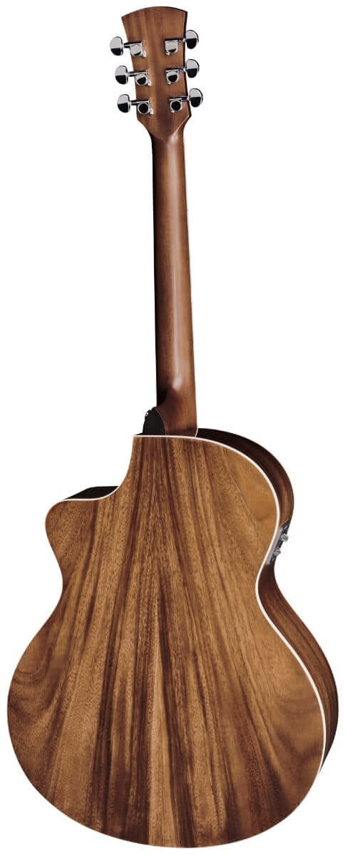 Faith Nexus Neptune electro - coffee brown inc gig bag back view showcasing rich mahogany body and elegant design.
