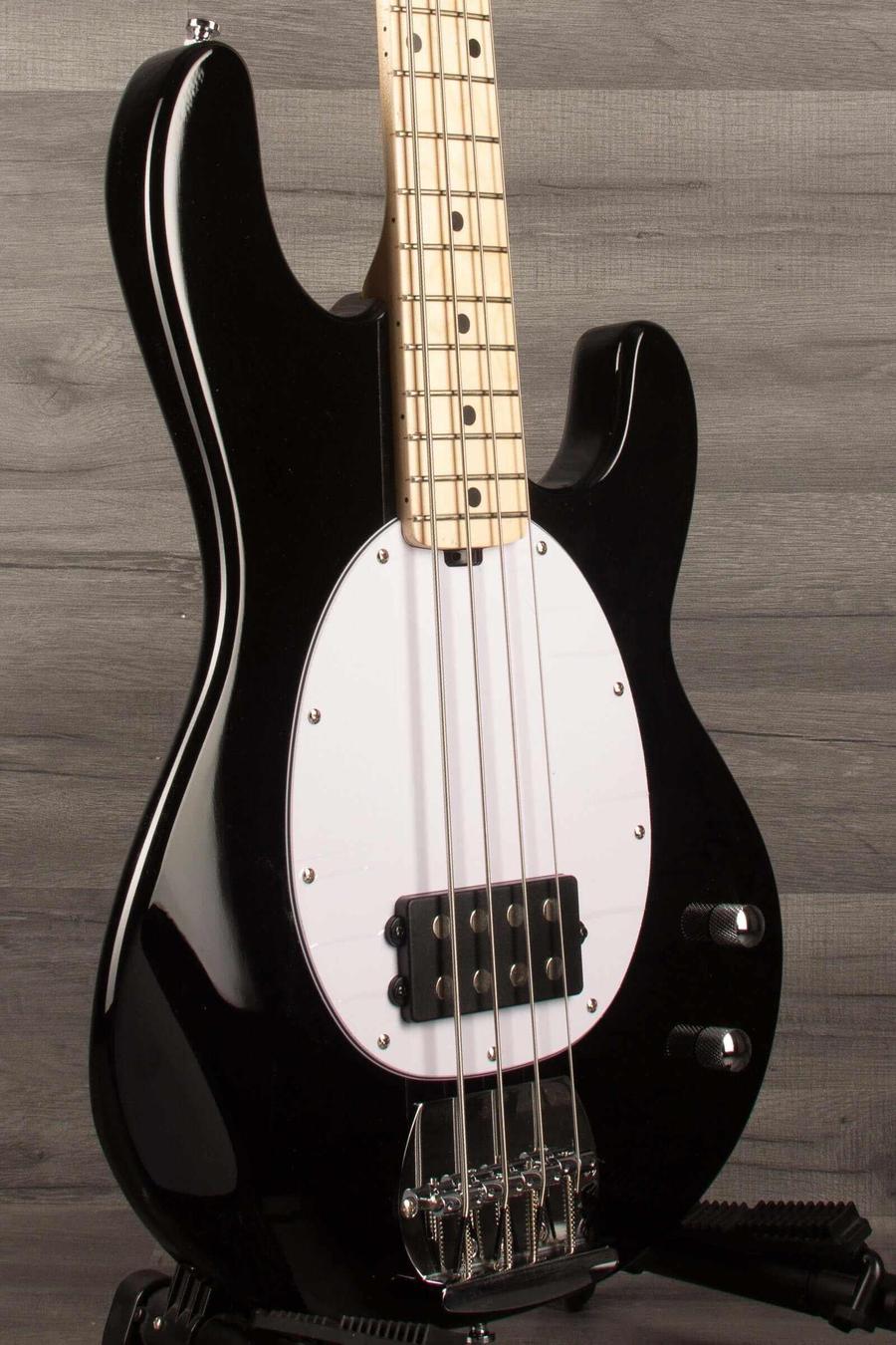 Sterling Stingray Intro series RAY2 Bass Guitar - Black featuring a humbucking pickup and contoured body.