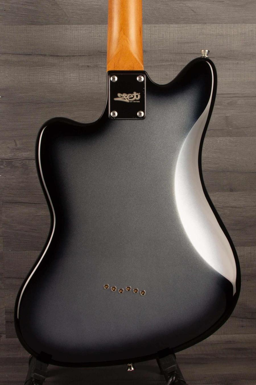 Back view of the USED Jet JJ350 Baritone Guitar in Moonburst finish, showcasing its sleek design and quality craftsmanship.