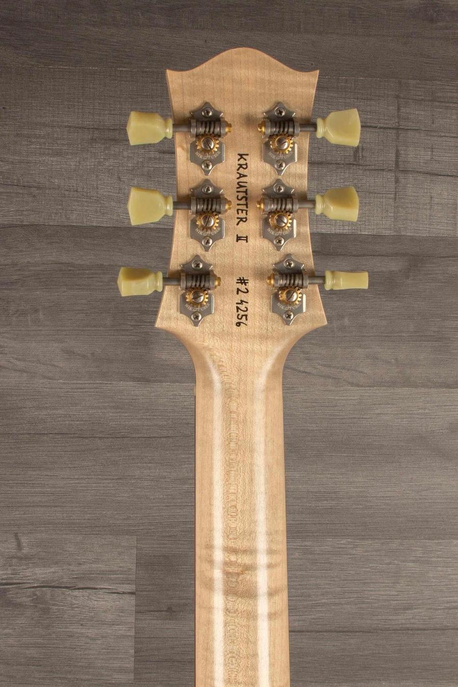Used Nik Huber Krauster II guitar headstock detailing the quality craftsmanship and vintage aesthetic.