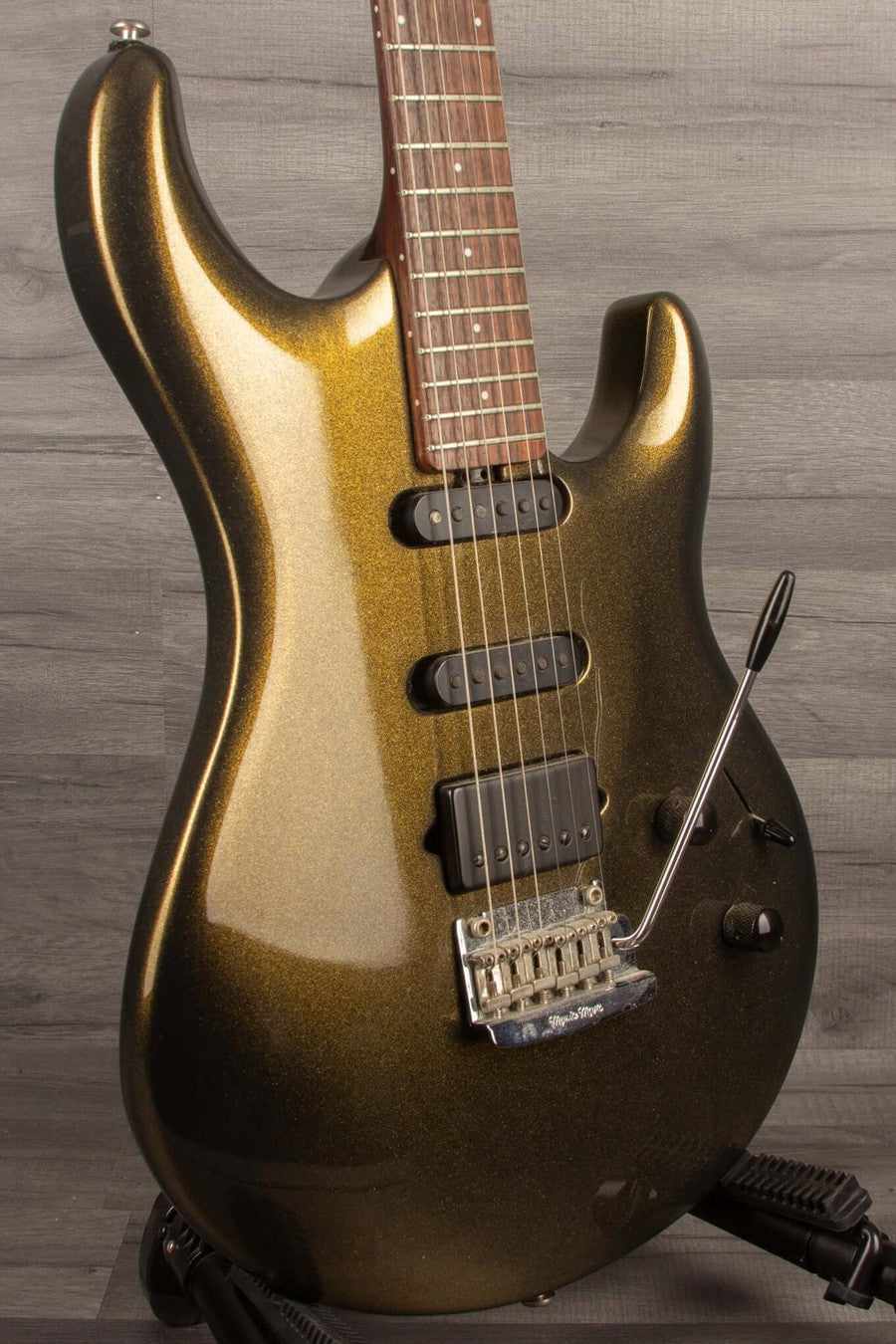 USED Music Man Luke III HSS Electric Guitar - Olive Gold, Rosewood Neck