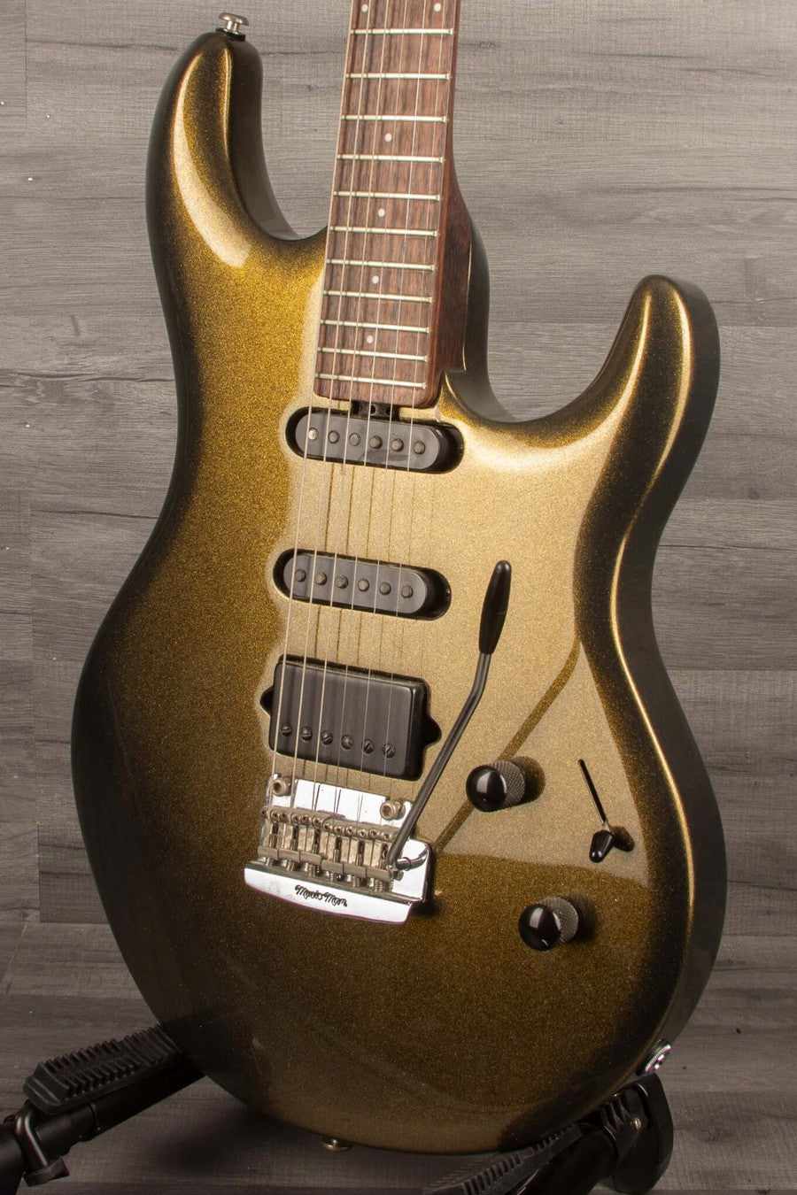 USED Music Man Luke III HSS Electric Guitar - Olive Gold, Rosewood Neck