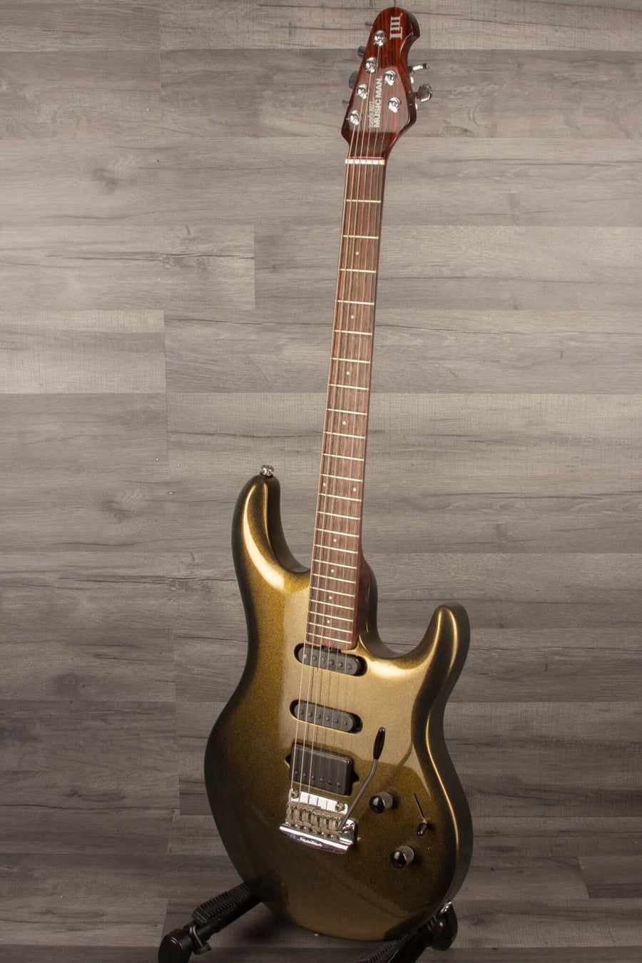 USED Music Man Luke III HSS Electric Guitar - Olive Gold, Rosewood Neck