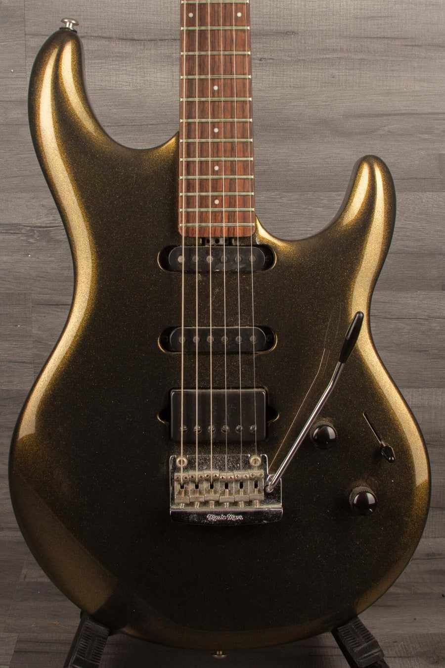 USED Music Man Luke III HSS Electric Guitar - Olive Gold, Rosewood Neck