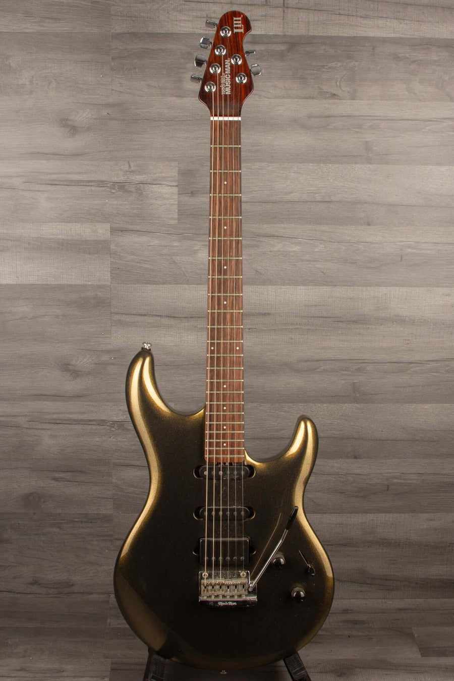 USED Music Man Luke III HSS Electric Guitar - Olive Gold, Rosewood Neck