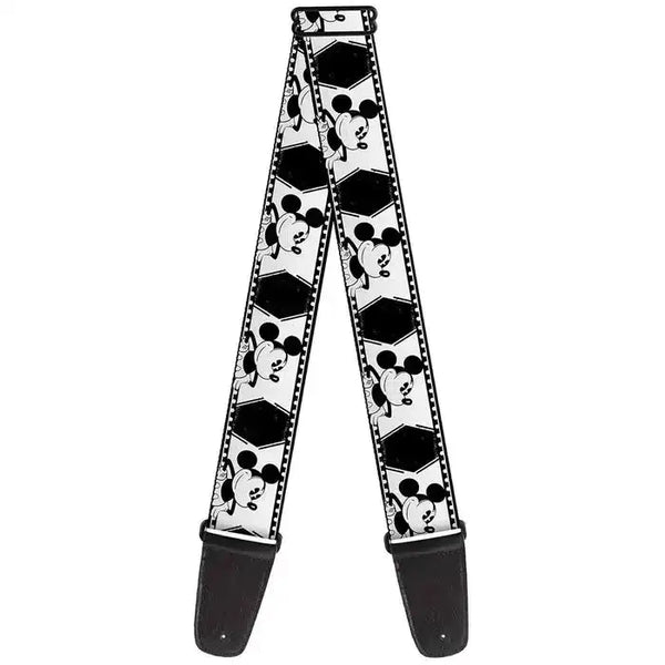 Buckle Down Mickey Film Strip White/Black Guitar Strap
