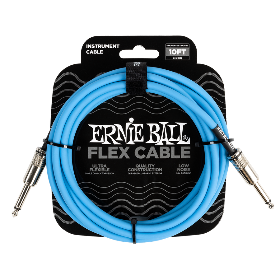 Ernie Ball FLEX INSTR CABLE STRT/STRT 10FT - BLUE