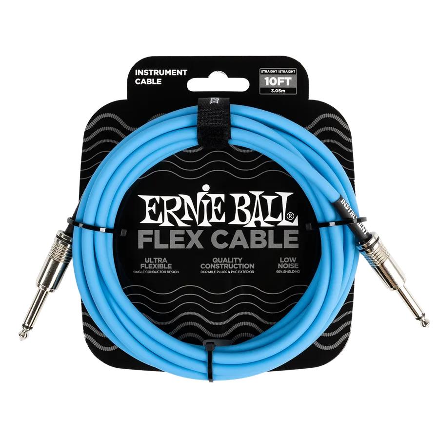 Ernie Ball FLEX INSTR CABLE STRT/STRT 10FT - BLUE - MusicStreet
