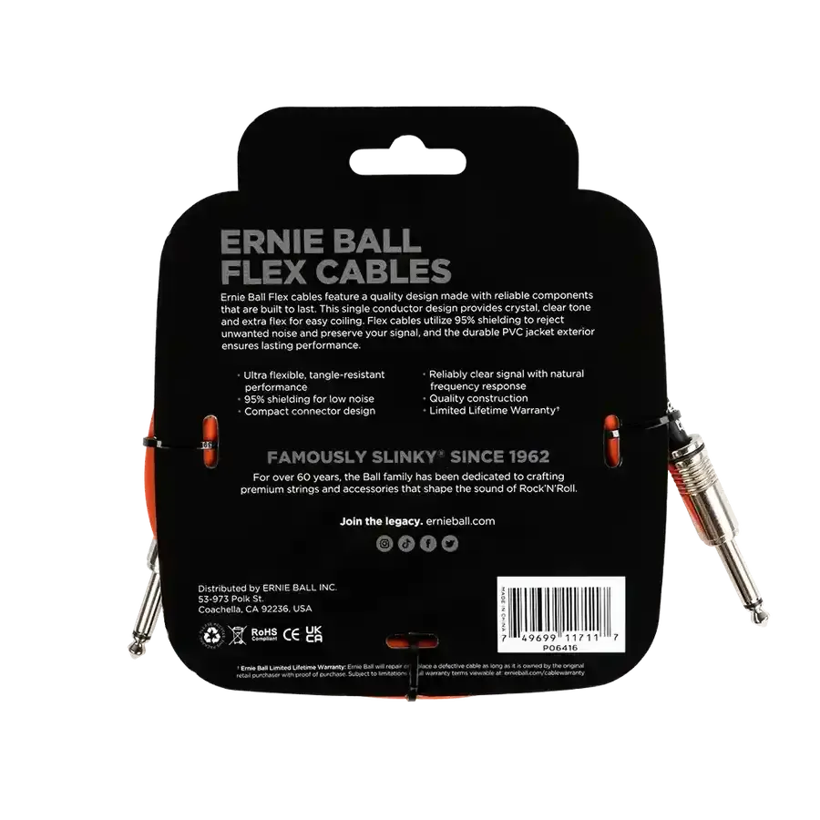 EB FLEX INSTR CABLE STRT/STRT 10FT - ORANGE