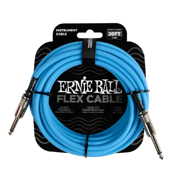 Ernie Ball FLEX INSTR CABLE STRT/STRT 20FT - BLUE - MusicStreet