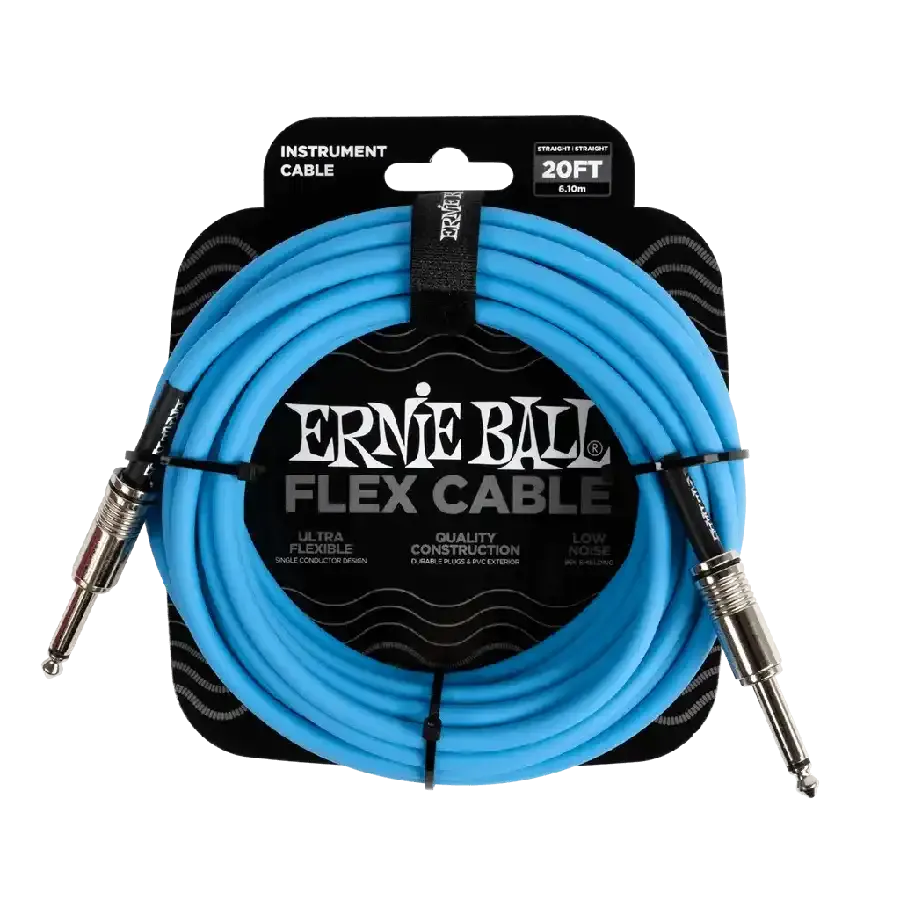 Ernie Ball FLEX INSTR CABLE STRT/STRT 20FT - BLUE - MusicStreet