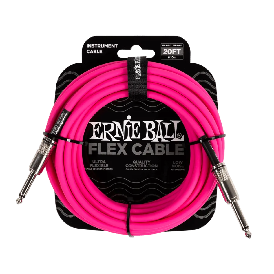 Ernie Ball FLEX INSTR CABLE STRT/STRT 20FT - PINK - MusicStreet