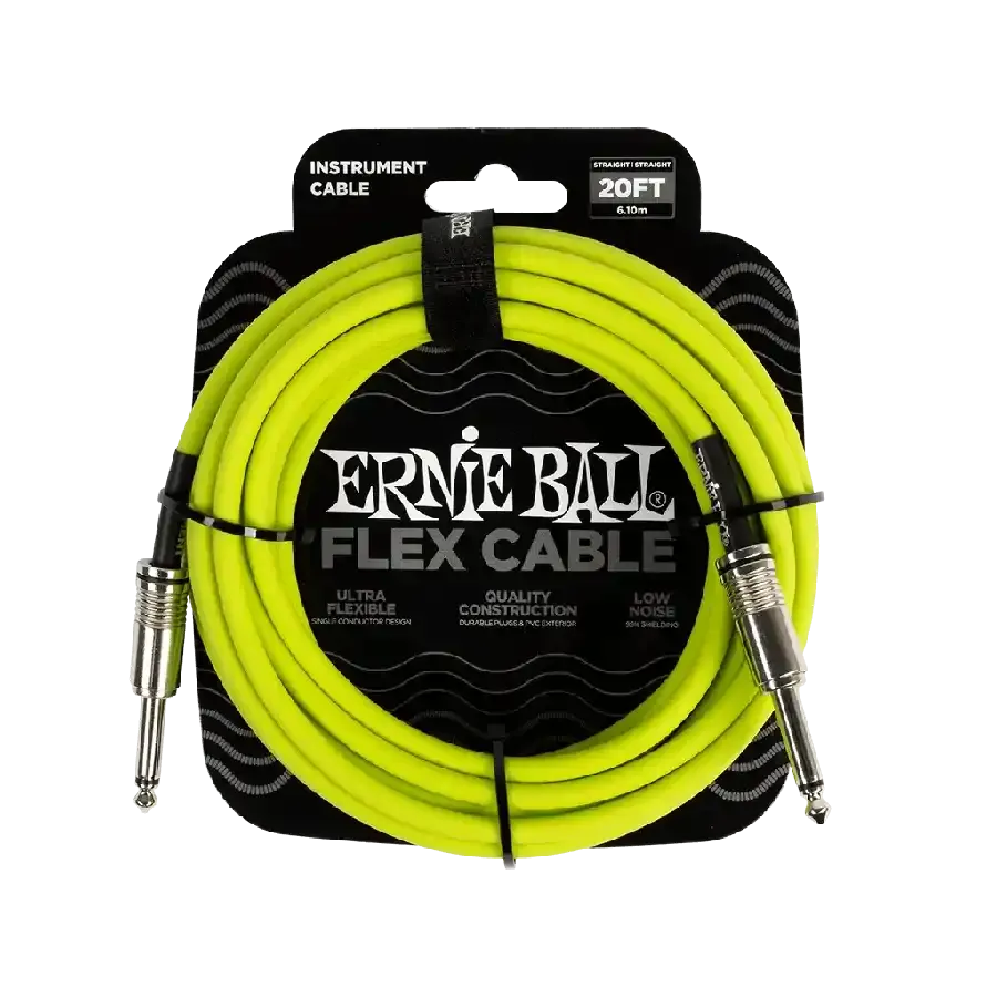 Ernie Ball FLEX INSTR CABLE STRT/STRT 20FT - GREEN - MusicStreet