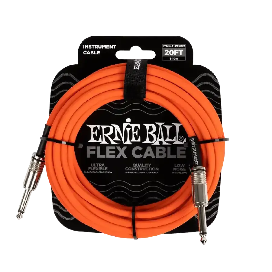 Ernie Ball FLEX INSTR CABLE STRT/STRT 20FT - ORANGE - MusicStreet