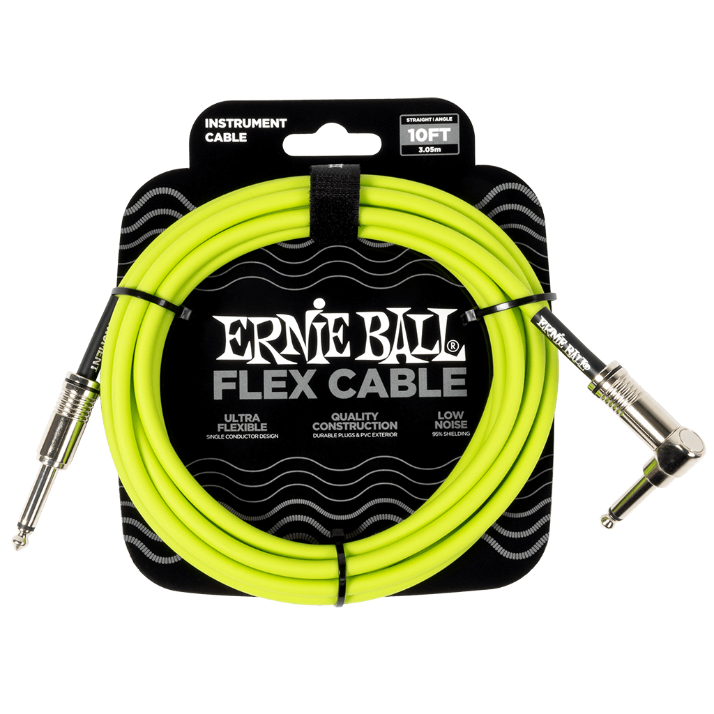 Ernie Ball FLEX INSTR CABLE STRT/ANGLE 10FT - GREEN