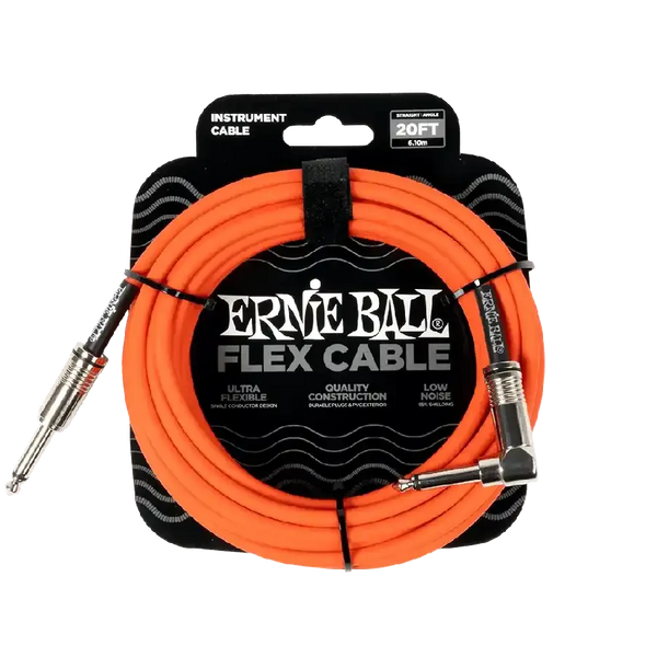 Ernie Ball FLEX INSTR CABLE STRT/ANGLE 20FT - ORANGE - MusicStreet